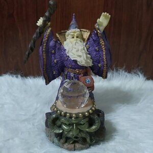 Purple Wizard with Crystal Ball Statue